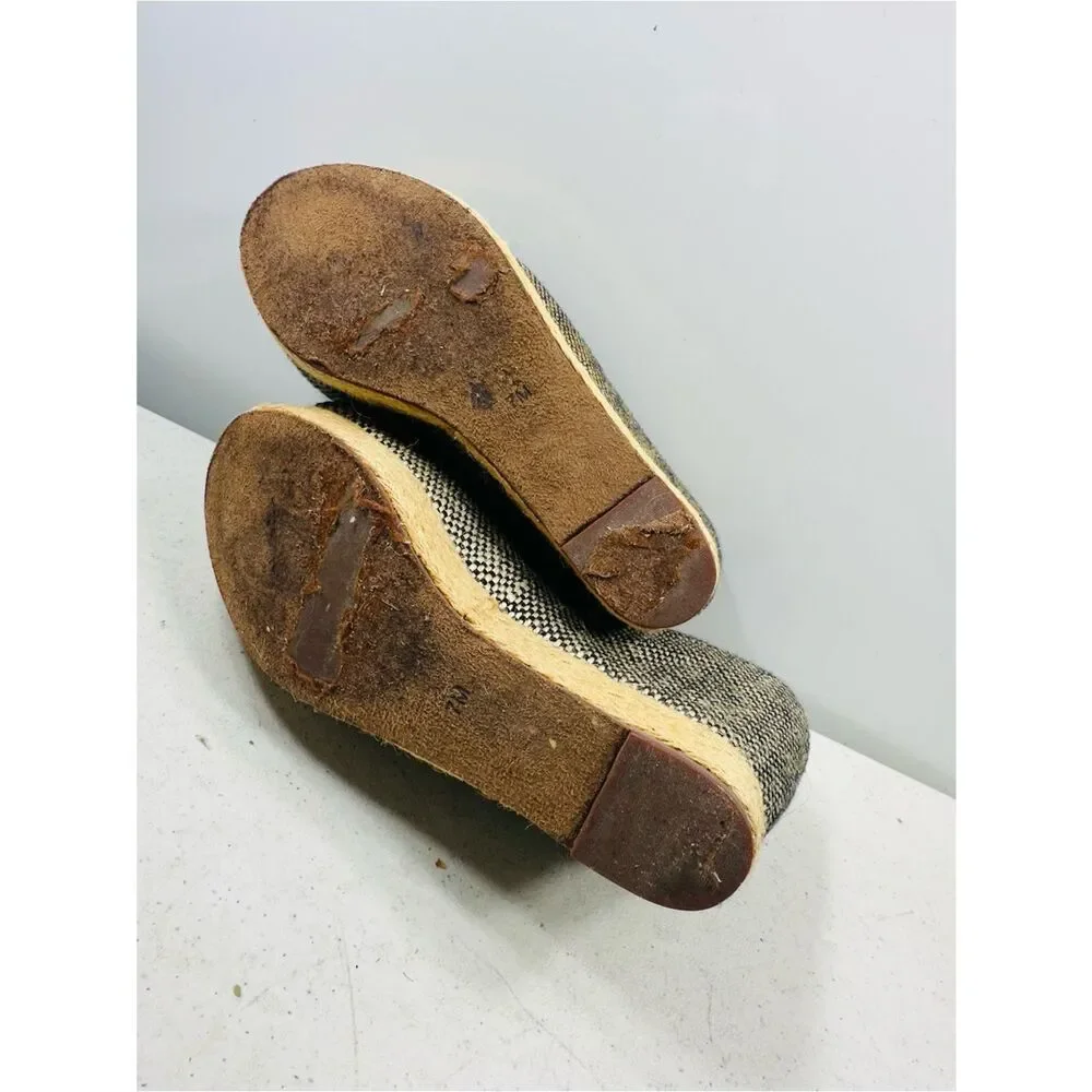 Jeffrey Campbell 2010s Virgo Fab Wedge Platform tweed jute leather slip on sz 7